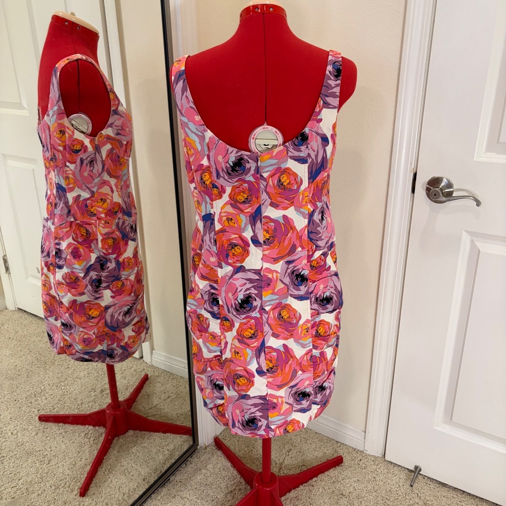 Nanette Lepore Candy Girl pink& purple floral print ruched sleeveless mini dress - Picture 5 of 6